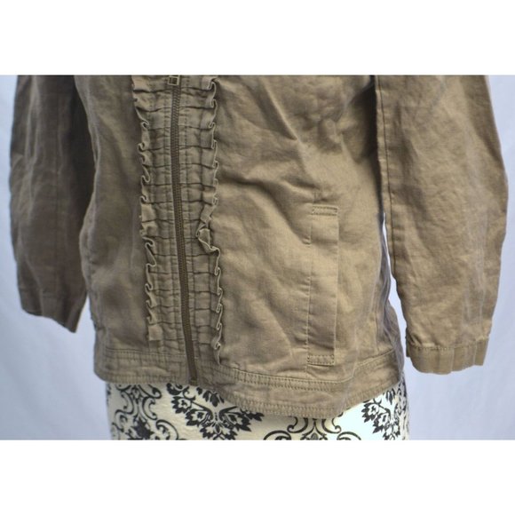 ANN TAYLOR LOFT Women's 3/4 Sleeve 100% Linen Lightweight Jacket SIZE 2‎ Brown - Picture 3 of 3